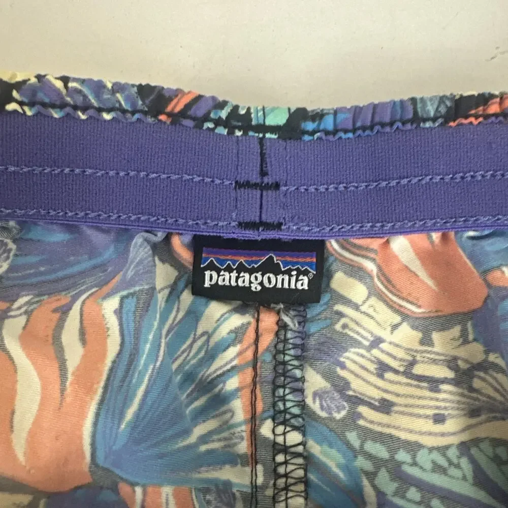 Patagonia Women's Baggies Nylon Shorts Joy Pitch Blue Reef Print 17.5x5 Inches
